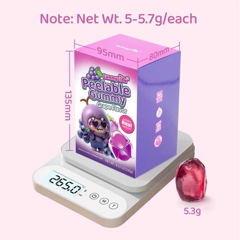 【2 Boxes Delivered】GummyGlow Peelable Candy Real Fruit Juice Lychee Grape Peach Gluten-Free Snack for Party & Sharing Sweet Juicy Chewy45 pieces/box