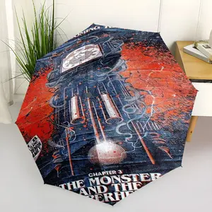 stranger things35 pattern printed new umbrella, 1 self-folding umbrella, portable foldable travel umbrella, outdoor umbrella, Christmas birthday festival gift, Whimsical Umbrella