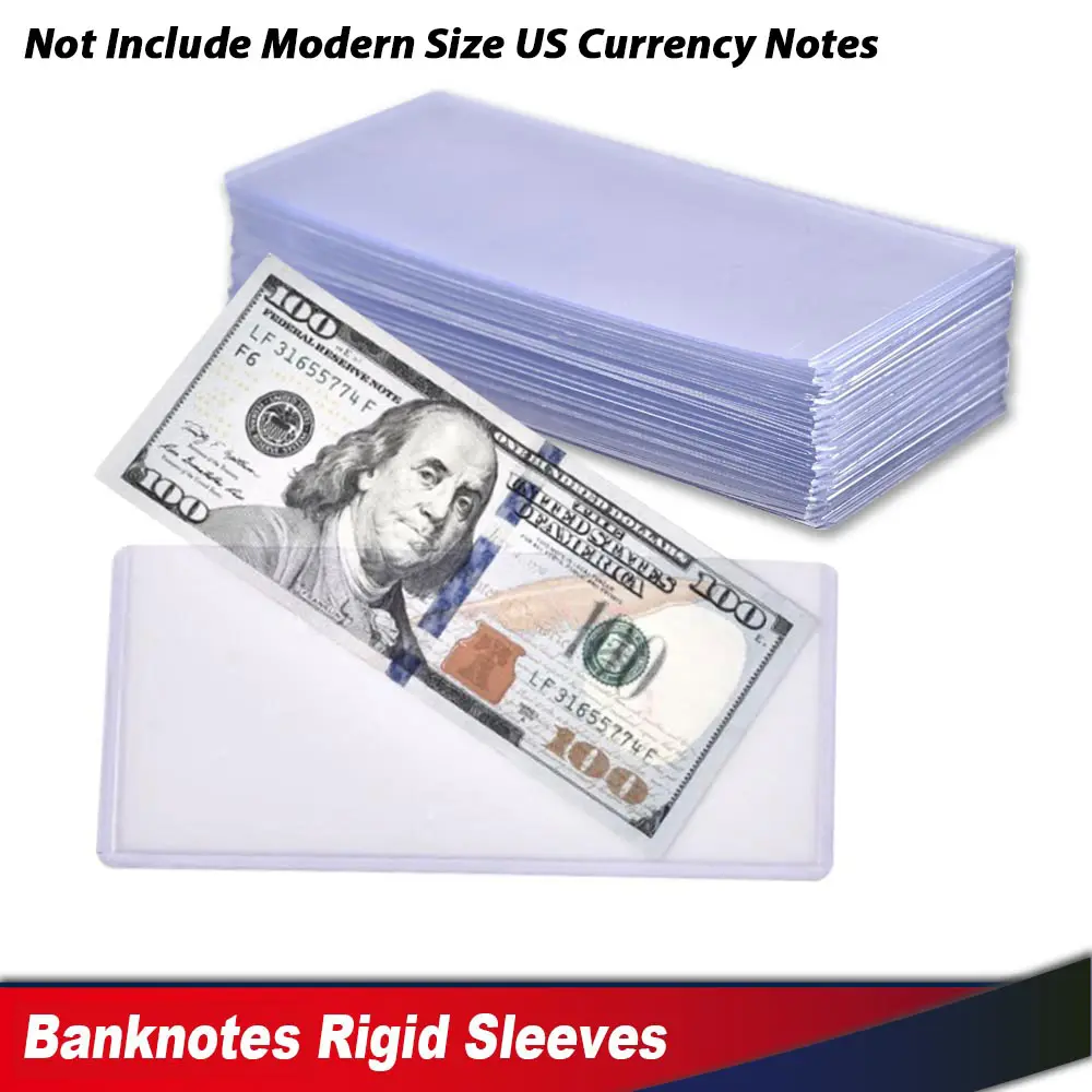 CROSSDESIGN 25PCS Protective Rigid Toploaders, Banknote Sleeves for Modern-Size US Currency Notes (Modern-Size US Currency Notes Not Included), Protective Sleeve