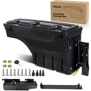 Nilight Truck Bed Tool Box Right Passenger Side Truck Tool Box Fit for Ford F-250/350 Super Duty 1999-2016 ABS Swing Case Truck Bed Storage Box with Lockable Lid Waterproof Wheel Well Toolbox Balck
