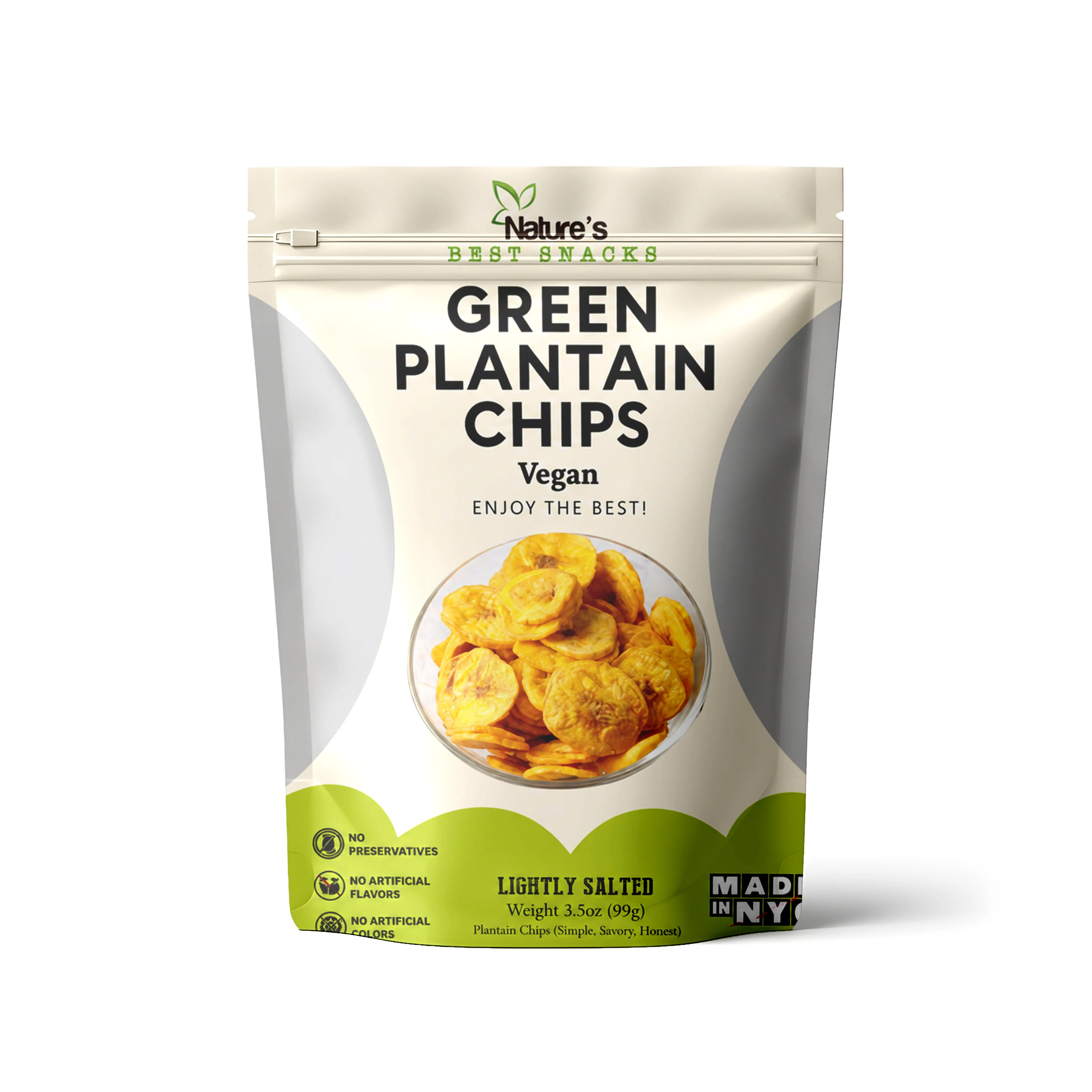 Crispy Deep-Fried Green Plantain Chips Snack - Low Sodium, Salty Savory Flavor, Vegan-Safe - 3.5 oz, Pack of 6 (Storable at Room Temp)