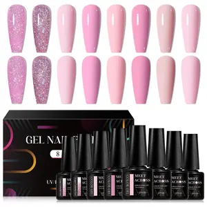 Gel Nail Polish Pastel Set, 8pcs/set Soak off UV Gel LED Lamp Needed Nail Art Gel, Nail Art & Nail Polish for Home Salon Nail Art Manicure DIY