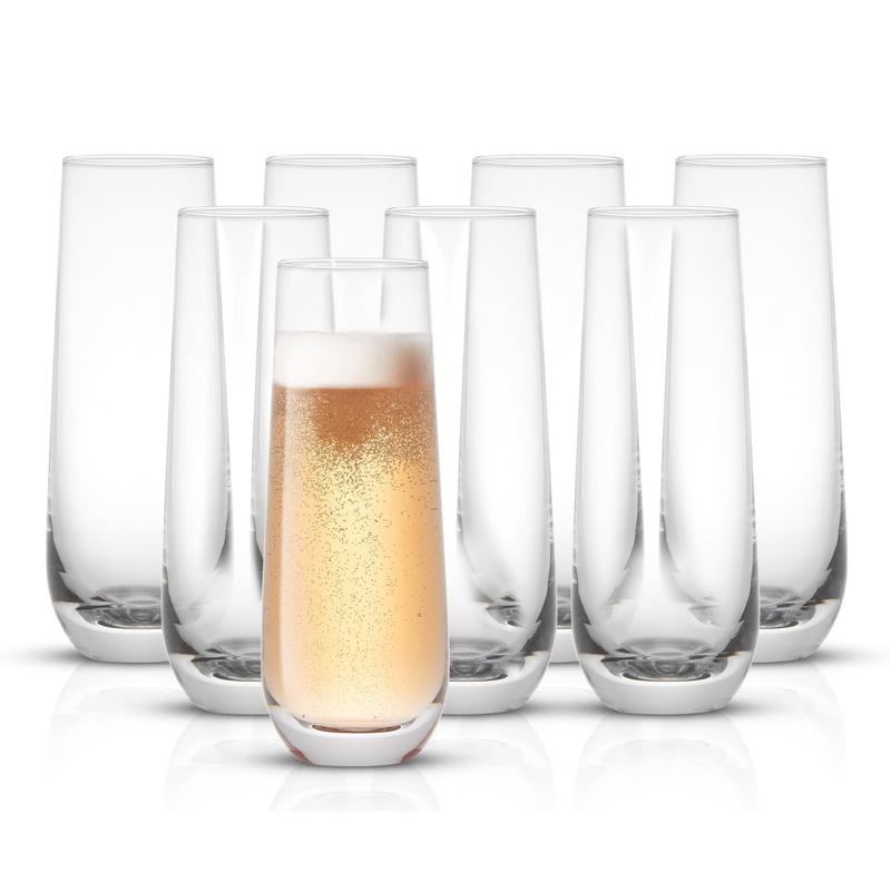 Milo Champagne Glasses, Set of 8 Stemless Flutes