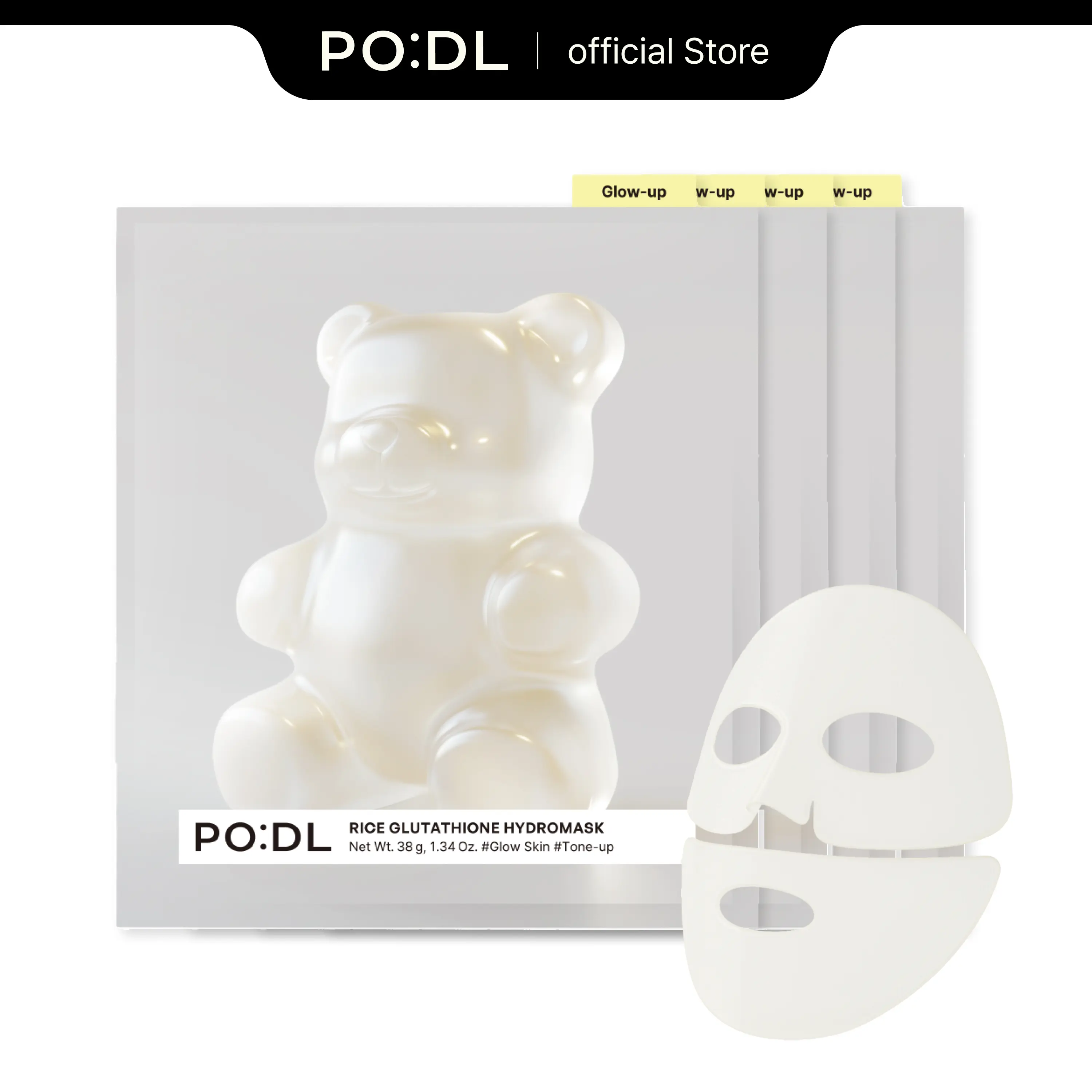 [PODL] Rice Hydrogel Face Mask (38g, 4ea) | Niacinamide Infused | For Radiant-Looking Skin | Gentle & Hydrating | Korean Skincare
