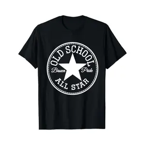 Old School All Star T Shirt Black White Star And Text Design For Casual Wear And Everyday Style