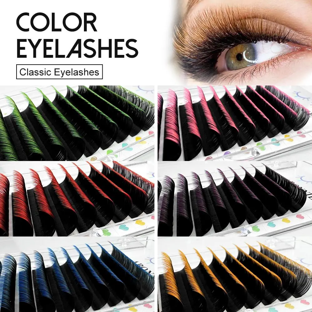 ABONNIE Black Gradient Red Green Blue Purple Color Eyelash Extension Individual Faux Mink Ombre False Eye Colored Lashes 2026 New