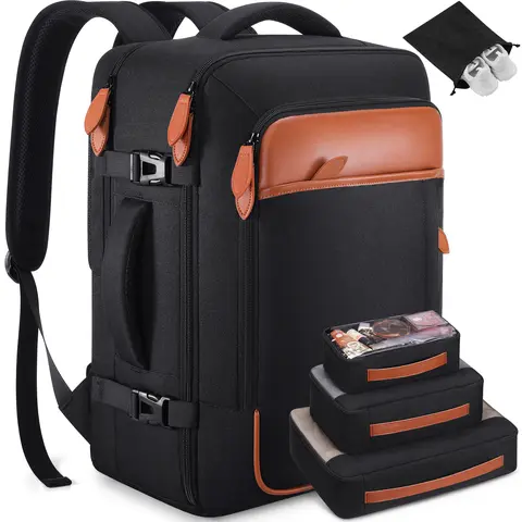 42L Expandable Convertible Getaway Travel Backpack for Men - Water-Resistant Polyester Carry On Luggage, 17-in Laptop Sleeve, EDC Gear Organizer, Shoe Pocket, Laces, Padded Straps, Laptop Duffel Rucksack Travel Daypack