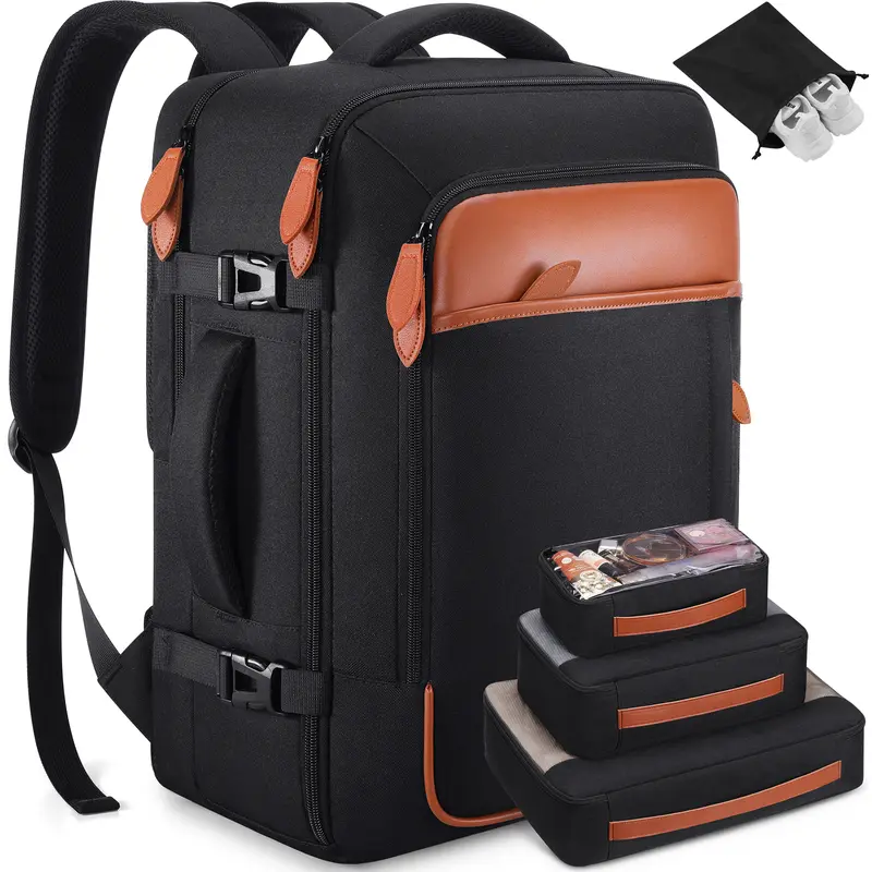 42L Expandable Convertible Getaway Travel Backpack for Men - Water-Resistant Polyester Carry On Luggage, 17-in Laptop Sleeve, EDC Gear Organizer, Shoe Pocket, Laces, Padded Straps, Laptop Duffel Rucksack Travel Daypack