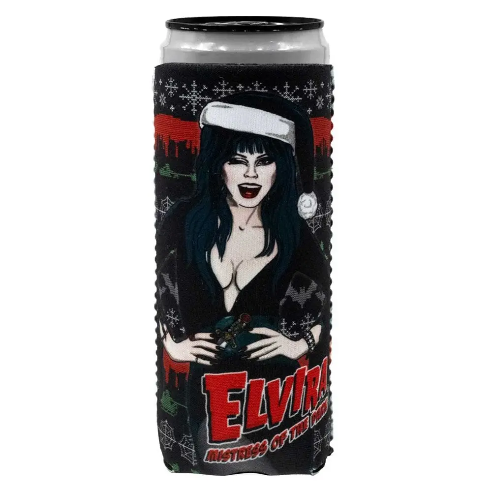Elvira Wink Xmas Sweater Slim Can Cooler Coozies