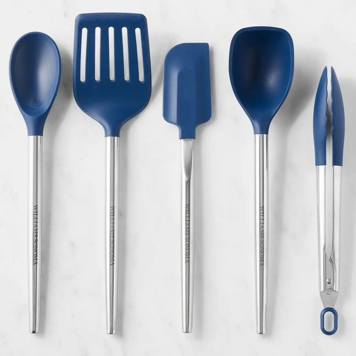 Williams Sonoma Stainless-Steel Silicone Utensils, Set of 5 Navy