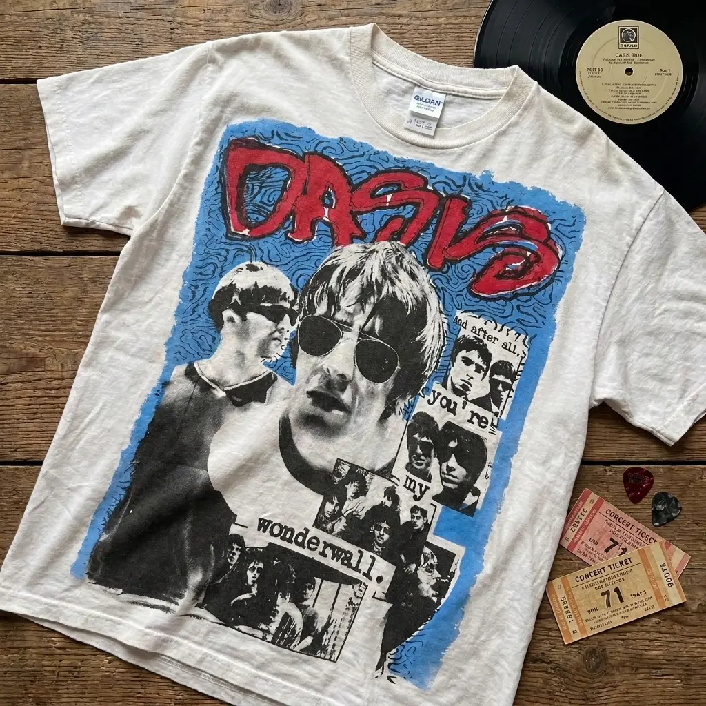 Wonderwall 90s Brit Pop Alternative Music T-Shirt - 100% Preshrunk Cotton Unisex Crewneck - Vibrant Direct-to-Garment Print - Eco-Friendly Inks - Perfect for Daily Wear - Classic