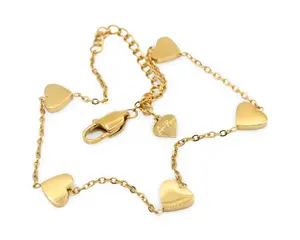 Love Anklet - Stainless Steel Vacuum Gold Plated Heart Jewelry