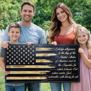 Pledge of Allegiance Wooden Flag