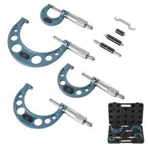 【fathersdaygift】VEVOR 4 PCS Micrometer Set, 0-1"/1-2"/2-3"/3-4" Machinist Outside Micrometer, Ultra-Precision 0.0001 Accuracy, Professional Machinist Tools with Protective Case, for Metalworking & Engineering