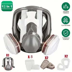 13in1 Reusable Full Face Respirator Dust-proof Face Cover,Full Face Cover,Protect Against Gas,Paint,Dust,Chemicals and Other Work Protection