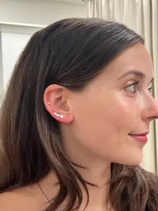 Triple Stone Stud Earrings