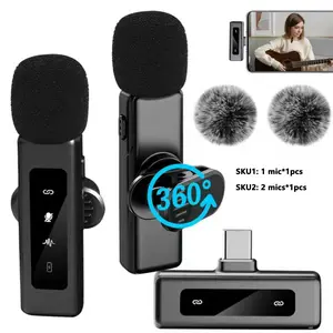 Professional Wireless Lavalier Microphone for iPhone, Android -  Mini Microphone with Status Display, Crystal Clear Sound Quality for Recording, Live Streaming, Vlog, TikTok