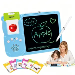 2 in 1 Learning Card Machine with 510 Vocabulary LCD Writing Board Toy Bilingual English Spanish Flashcards Sound Interactive Educational Smart Toy Early Learning Gift for Kids Birthday Holiday