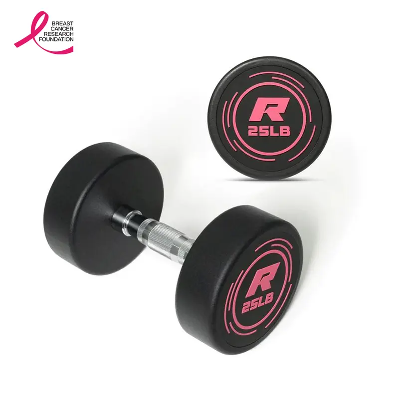 RITFIT Pink PVC-Coated Round Dumbbell Set Pairs - Anti-Skid Grip, Noise Reduction, Durability, Balanced Weight Distribution, Floor Protection - Women’s At Home Gym Equipment for Resistance Training, Home Workout Gear