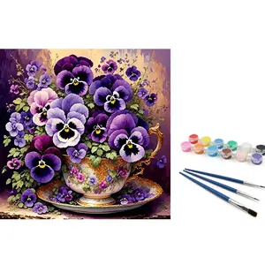 DIY Paint By Numbers Kit with Numbered Grid, 40x40cm Oil Art Phalaenopsis Picture for Home Decor, DIY Painting Supplies for Hobbies