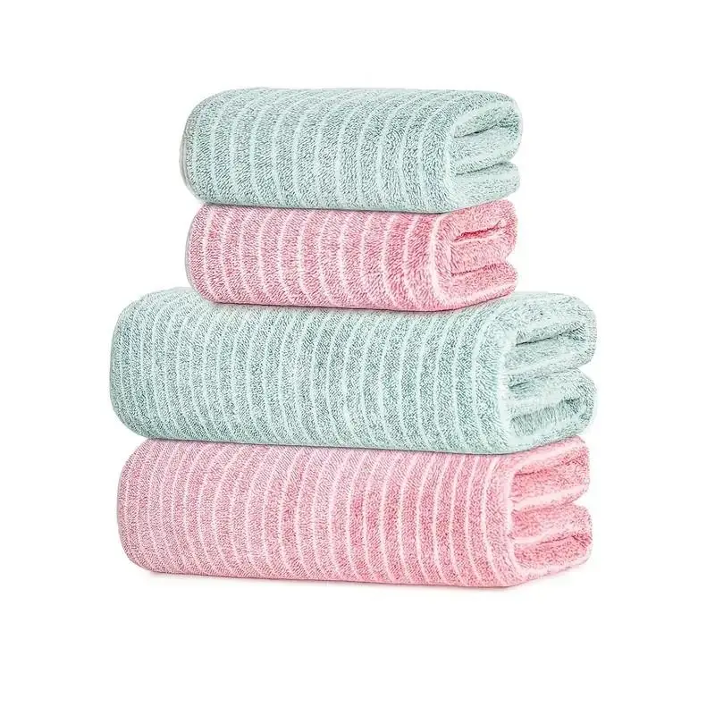4 Pack Towel Bathrobe Set (2 Bathrobes + 2 Towels), Soft Absorbent All-Season Use, Water Absorbent Towel, Bath Cloths, Home Hotel Swimming Party Dish Cup Bar Cleaning, Reusable Washable Towels