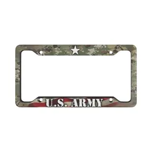 U.S. Army Camo Flag License Plate Frame - Military Veteran Gift - Proud Army Dad & Mom Car Accessory - Heavy Duty Tactical Camouflage License Plate Cover