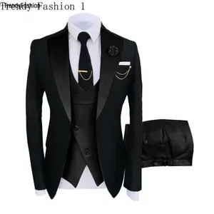 Men's Slim Fit 3-piece Suit Set -Double BreastedBlazer, Vest & Pants for Weddings and Formal Eventscasual suit Mens Slim wedding suit pocket suit Men'sThree-Piece party suits business casual Tuxedo business casual outfits office work clothes
