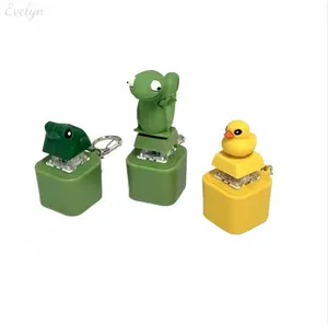 Pop‑Up Animal Fidget Keychain, Press‑Type Stress Relief Toy, Cute Frog Lizard Duck Mini Keyboard‑Style Bag Charm for Daily & Outdoor Decor