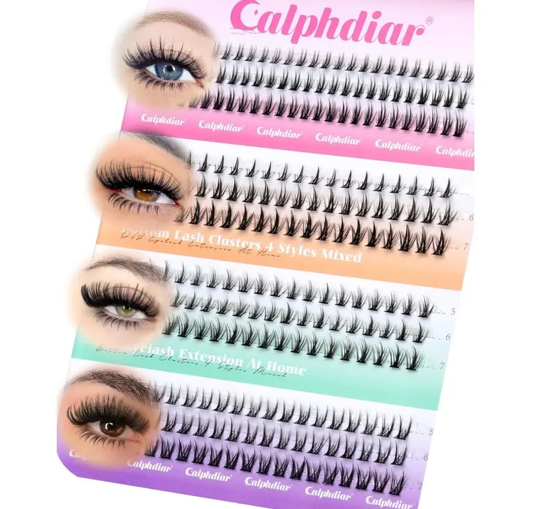 Bottom Lash Clusters DIY Eyelash Extensions 4 Styles Lower Lashes Wispy Bottom Individual Lashes 5-7mm Natural Thin Band Eyelash Clusters 225pcs for Bottom Lash Extension by calphdiar
