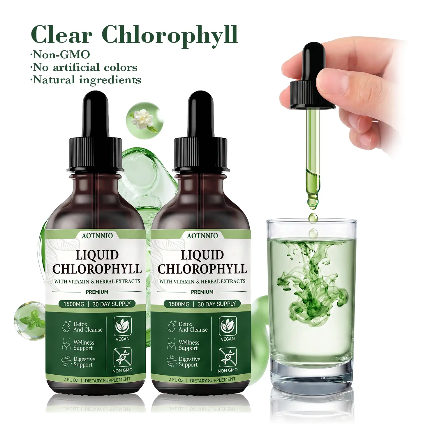 Liquid Chlorophyll Drops , 1500 mg Chlorophyll Supplement , Supports Daily Wellness, Digestive Health & Natural Deodorizing Support , Natural Mint Flavor , 2 Fl Oz , DealsForYouDays