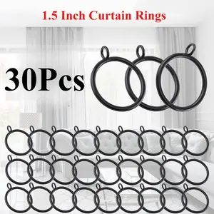 30 Pack Black Curtain Rings Set,1.5 Inch Curtain Rings Metal Drapery Ring for Curtain Rods,Christmas Party Gifts,Hand Tools Kits