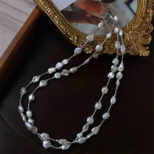 Natural freshwater pearls, star-shaped and like tiny shards of silver, make up this necklace.