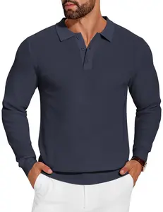 COOFANDY Mens Knit Polo Shirts Long Sleeve Sweater Casual Polo Shirts Lightweight Collared T Shirts