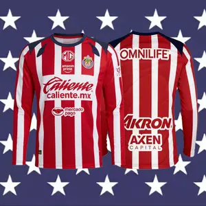25 26 Chivas de Guadalajara Mexico LIGAMX Home Red Long Sleeve Soccer Jersey Fans Version Breathable