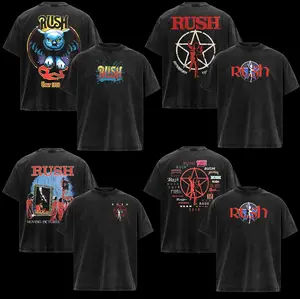(Collection)Vintage Rush Band T-Shirt Rock Music Shirts Rush Band T-Shirt short-sleeved shirts unisex family clothing