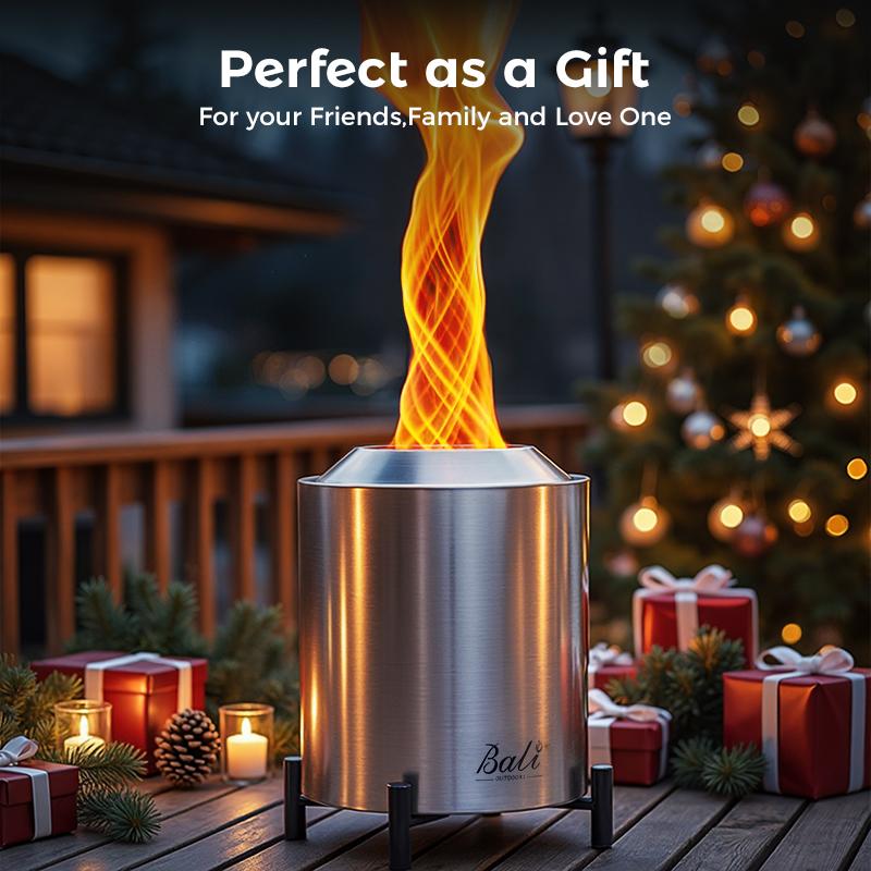 BALI OUTDOORS Smokeless Fire Pit, 6.5-Inch Turbo Flame Tabletop Fire Pit, Stainless Steel, Adjustable Flame,  with Stand and Stove Rack, Carry Bag TikTokShopBlackFriday