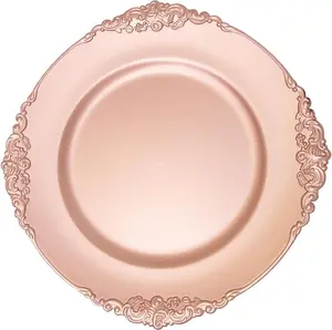 Set of 6- 13″ Filigree Edge Plastic Charger Plate -6pk Dinner Plates
