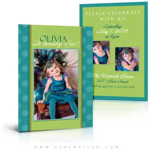 5x7 Flat Birthday Invitation  - Pretty Peacock
