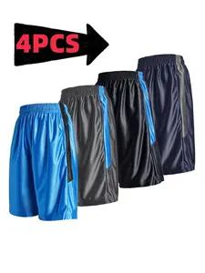 4PCS Men's Basketball Shorts Color Block Dazzle - Elastic Waistband - 9.5 Inch Inseam - Drawcord Adjustable Athletic Pants,Men Gifts,Christmas