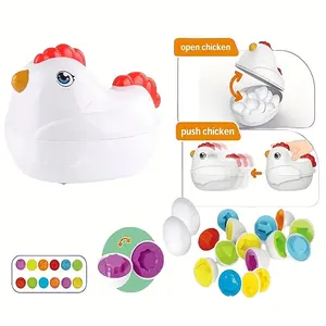 Baby Toys Toddler Chicken Easter Eggs - Color Matched Game Shape Sorter with 6 Toy Eggs for Kids 3-5, Fine Motor Skills Sensory Toys, Educational Gifts for 3-6 Girls Boys Baby, Chicken Matching Eggs Toys-Number/Shape Matching Sorter Game With 12 Toy Eggs