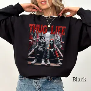 Thug Life Nightmare Before Christmas Sweatshirt, Nightmare Crewneck, Christmas Movies Sweaters, Comfy Cotton Long Sleeve Pullover, Casual Womenswear