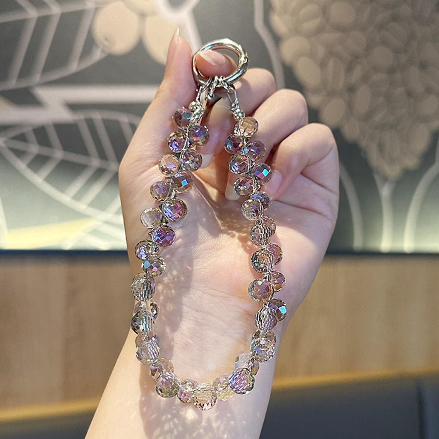 Sparkling Beaded Phone Wrist Strap - Stylish Cellphone Lanyard Chain with Bracelet Design for Women,  Fashionable Wristlet for Smartphones, Valentine's Day Gifts