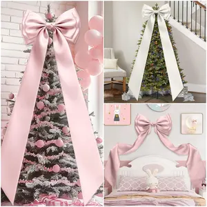 Large Bow Decorations for Backgrounds, Wedding Party Backdrop, Satin Feel Large Bows with Straps for Birthday Parties, Weddings, Baptisms, Churches