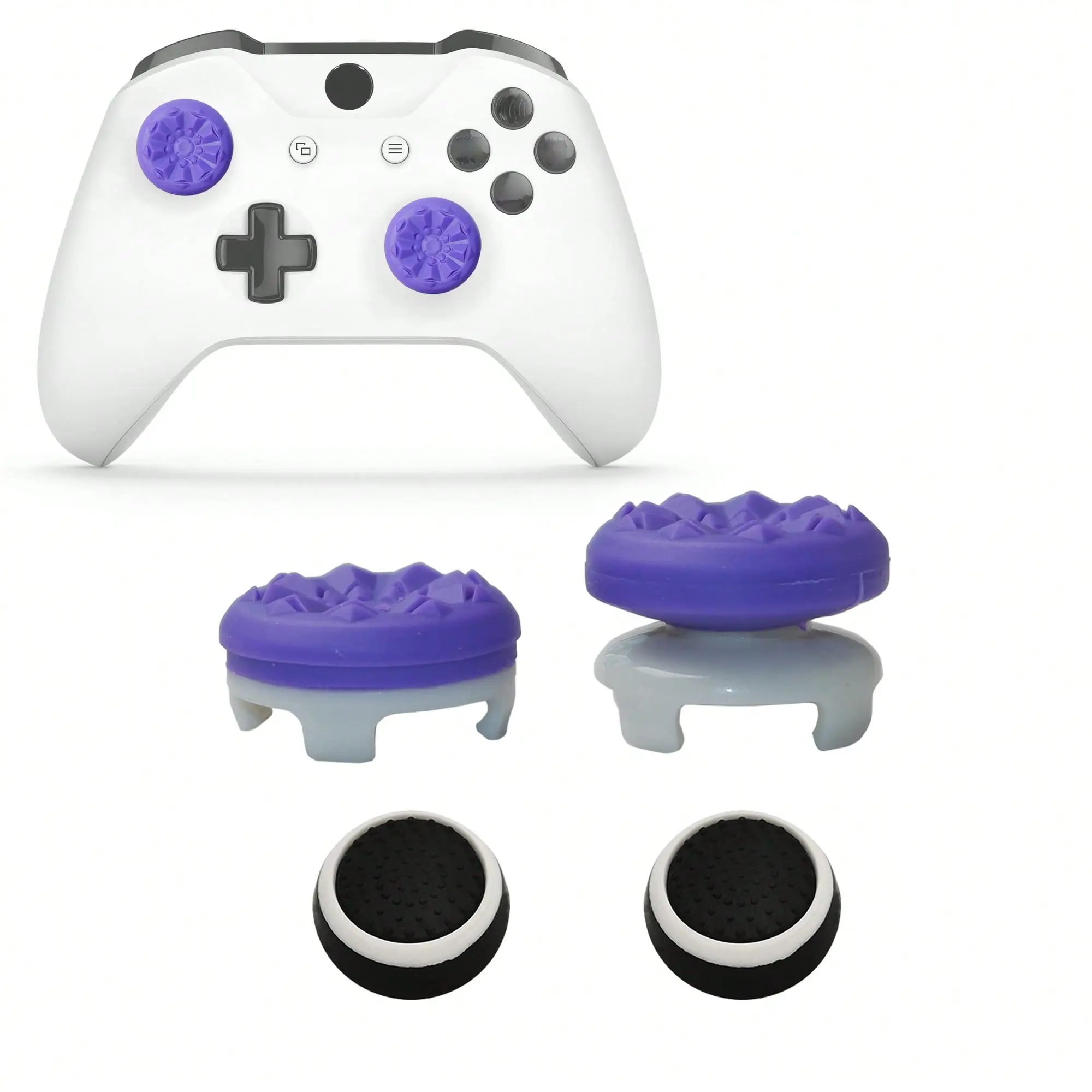 High Rise Analog Joystick Caps for Xbox Controllers - 2PCS Purple/Black Grip Covers | Non-Slip Thumbstick Enhancer for Xbox Series X/S/One, Improved Comfort & Precision