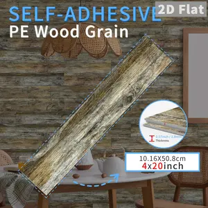 12/24 Sheets Wood Grain PE Foam - Self-Adhesive Strip Sticker, Strong Adhesion Without Detachment, No Residue Removal, Seamless Wall Texture