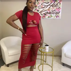 Women fitted Bodycon Distress Dress