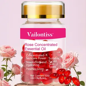 Rose Essential Oil Capsules – Body Oil Moisture For Aromatherapy, Massage & Soft, Smooth Skin Care | 60pcs