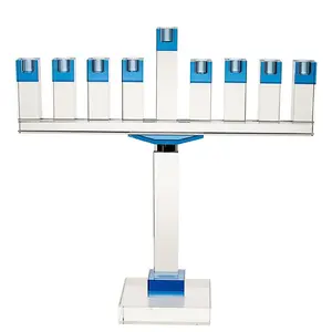 19 inch Blue Crystal Hanukkah Menorah