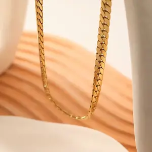 LUX-US - Korean fashion 40-60CM 925 Sterling Silver 18K gold Elegant 5MM sideways chain Necklaces for Men woman fine Jewelrys Engagement