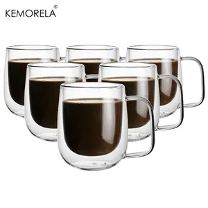 4/6pcs Double Wall Insulated Coffee Mug With Handle Glass Cup For - Tea, Espresso, Latte, Iced Tea, Reusable, Coffee Lover, Portable Travel Mug